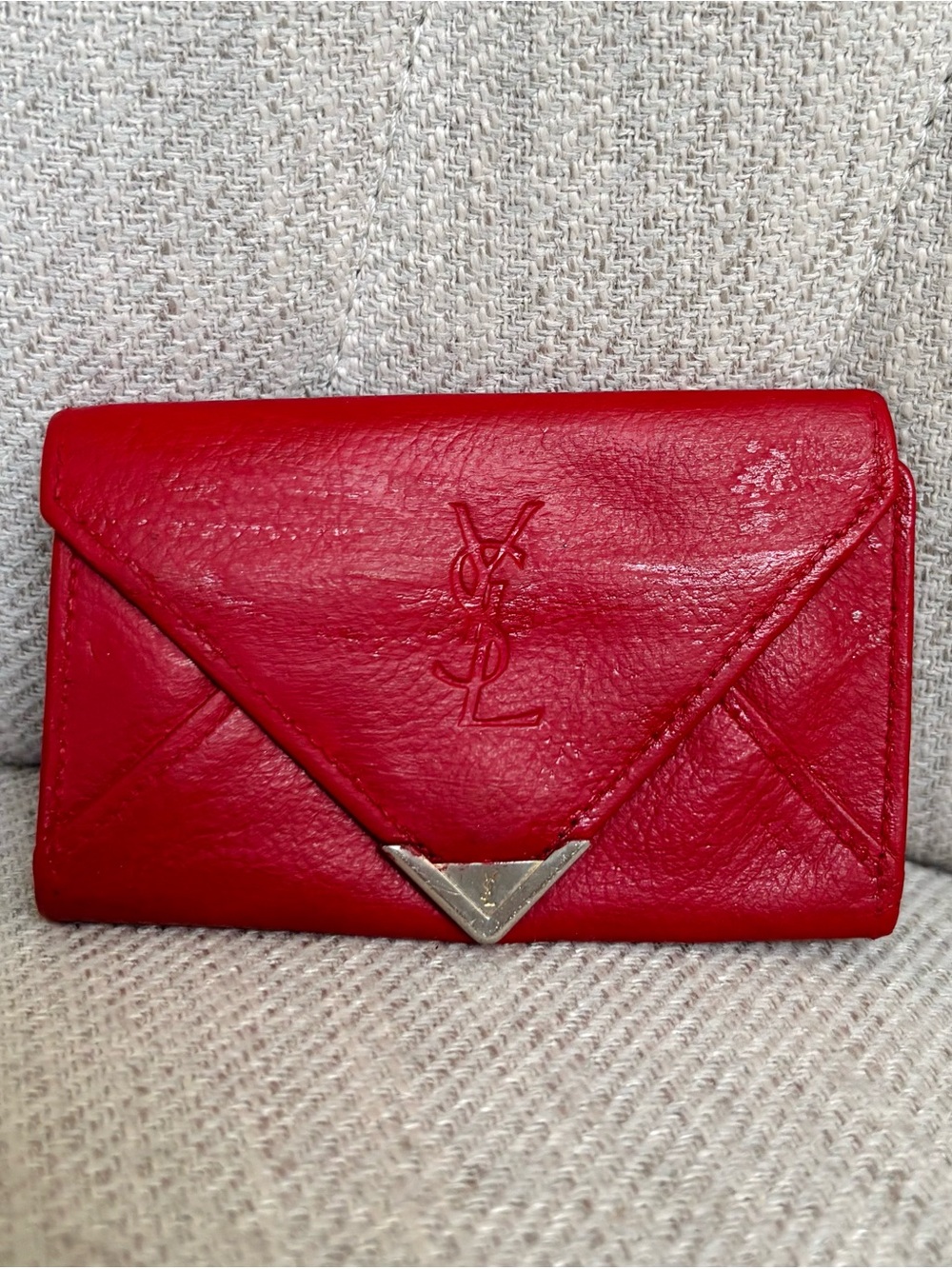 YSL Red Leather Key Wallet